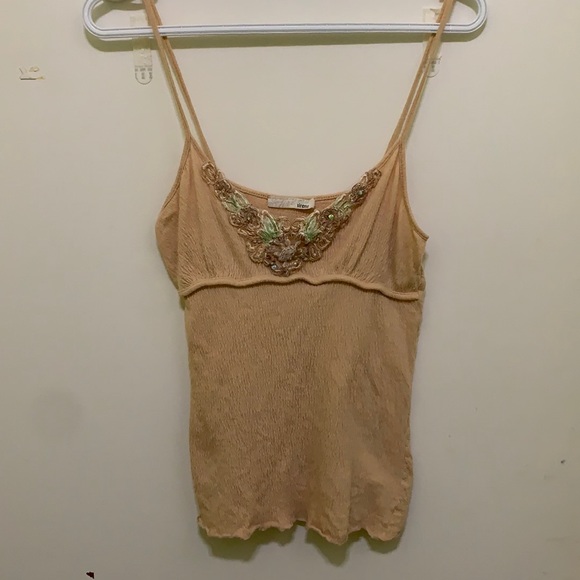 Sirens tan/nude embroidered tank top - Picture 1 of 2